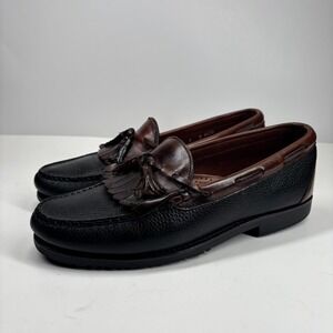 Allen Edmonds Nashua Men's US 9 Black/Brown Leather Kiltie Tassel Loafer Slip-On